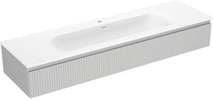 Mexen Rivel, mobilier baie 140 cm cu lavoar Vela, 1 sertar, canelat, gri mat/alb, 91A20-16023-1-BF62-W23M01