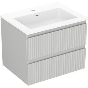 Mexen Rivel, mobilier de baie 60 cm cu lavoar Otis, 2 sertare, canelat, gri mat/alb, 91A20-06047-2-BFF62-W18M01