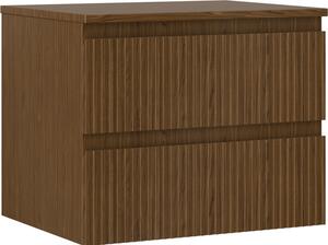 Mexen Rivel, mobilier de baie 60 cm cu blat, 2 sertare, canelat, nuc, 91A20-06047-2-BFFC86