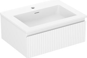 Mexen Rivel, mobilier de baie 60 cm cu lavoar Otis, 1 sertar, canelat, alb mat, 91A20-06023-1-BF01-W18M01