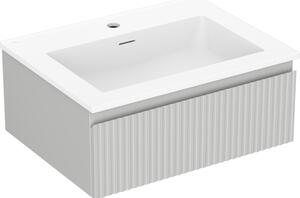 Mexen Rivel, mobilier de baie 60 cm cu lavoar Otis, 1 sertar, canelat, gri mat/alb, 91A20-06023-1-BF62-W18M01