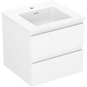Mexen Rivel, mobilier de baie 50 cm cu lavoar Otis, 2 sertare, canelat, alb mat, 91A20-05047-2-BFF01-W18M01