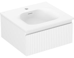 Mexen Rivel, mobilier baie 50 cm cu lavoar Vela, 1 sertar, canelat, alb mat, 91A20-05023-1-BF01-W23M01