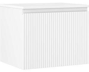 Mexen Rivel, mobilier de baie 60 cm cu blat, 1 sertar, canelat, alb mat, 91A20-06047-1-BFC01