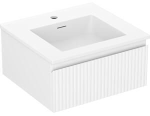Mexen Rivel, mobilier de baie 50 cm cu lavoar Otis, 1 sertar, canelat, alb mat, 91A20-05023-1-BF01-W18M01