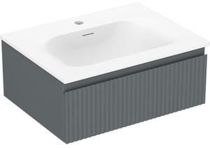 Mexen Rivel, mobilier baie 60 cm cu lavoar Vela, 1 sertar, canelat, grafit mat/alb mat, 91A20-06023-1-BF66-W23M01