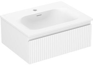 Mexen Rivel, mobilier baie 60 cm cu lavoar Vela, 1 sertar, canelat, alb mat, 91A20-06023-1-BF01-W23M01