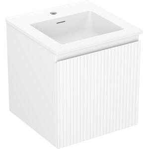 Mexen Rivel, mobilier de baie 45 cm cu lavoar Otis, 1 sertar, canelat, alb mat, 91A20-04547-1-BF01-W18M01