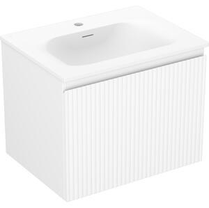 Mexen Rivel, mobilier baie 60 cm cu lavoar Vela, 1 sertar, canelat, alb mat, 91A20-06047-1-BF01-W23M01