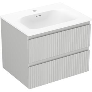 Mexen Rivel, mobilier baie 60 cm cu lavoar Vela, 2 sertare, canelat, gri mat/alb, 91A20-06047-2-BFF62-W23M01