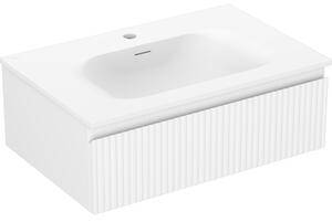 Mexen Rivel, mobilier de baie 70 cm cu lavoar Vela, 1 sertar, canelat, alb mat, 91A20-07023-1-BF01-W23M01