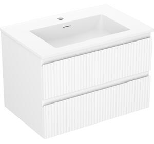Mexen Rivel, mobilier de baie 70 cm cu lavoar Otis, 2 sertare, canelat, alb mat, 91A20-07047-2-BFF01-W18M01