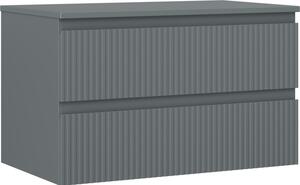 Mexen Rivel, mobilier de baie 80 cm cu blat, 2 sertare, canelat, grafit mat, 91A20-08047-2-BFFC66