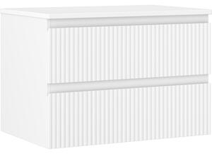 Mexen Rivel, mobilier de baie 70 cm cu blat, 2 sertare, canelat, alb mat, 91A20-07047-2-BFFC01