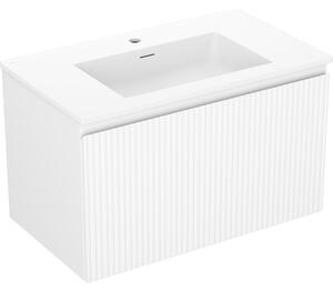 Mexen Rivel, mobilier de baie 80 cm cu lavoar Otis, 1 sertar, canelat, alb mat, 91A20-08047-1-BF01-W18M01