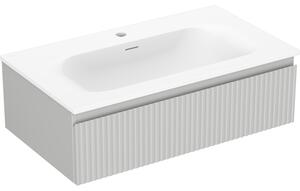 Mexen Rivel, mobilier de baie 80 cm cu lavoar Vela, 1 sertar, canelat, gri mat/alb mat, 91A20-08023-1-BF62-W23M01
