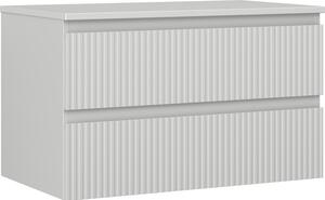 Mexen Rivel, mobilier de baie 80 cm cu blat, 2 sertare, canelat, gri mat, 91A20-08047-2-BFFC62