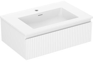 Mexen Rivel, mobilier de baie 70 cm cu lavoar Otis, 1 sertar, canelat, alb mat, 91A20-07023-1-BF01-W18M01