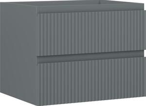 Mexen Rivel, mobilier baie 60 cm, 2 sertare, canelat, grafit mat, 91A20-06047-2-BFF66