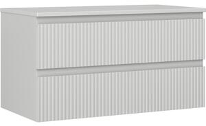 Mexen Rivel, mobilier baie 90 cm cu blat, 2 sertare, canelat, gri mat, 91A20-09047-2-BFFC62