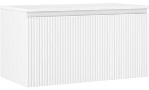 Mexen Rivel, mobilier baie 90 cm cu blat, 1 sertar, canelat, alb mat, 91A20-09047-1-BFC01