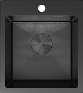 Chiuvetă Mexen Solix, din oțel inoxidabil cu 1 compartiment, 400 x 450 mm, neagră, model fagure, 6401401000-70HC