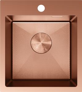 Chiuvetă Mexen Solix, din oțel inoxidabil cu 1 compartiment, 400 x 450 mm, cupru periat, model fagure, 6401401000-65HC