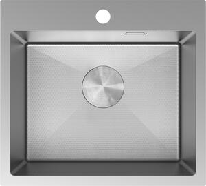 Chiuvetă Mexen Solix, din oțel inoxidabil cu 1 compartiment, 500 x 450 mm, oțel periat, model fagure, 6402501000-01HC
