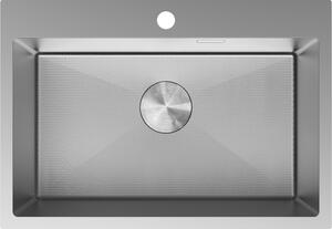 Chiuvetă Mexen Solix, din oțel inoxidabil cu 1 compartiment, 650 x 450 mm, oțel periat, model fagure, 6403651000-01HC