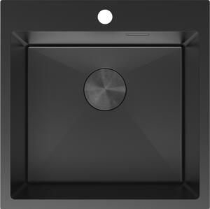 Chiuvetă Mexen Solix, din oțel inoxidabil cu 1 compartiment, 500 x 500 mm, neagră, 6407501000-70