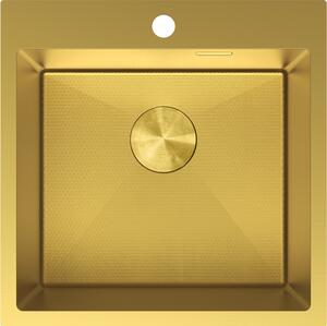 Chiuvetă Mexen Solix, din oțel inoxidabil cu 1 compartiment, 500 x 500 mm, auriu periat, model fagure, 6407501000-55HC