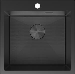 Chiuvetă Mexen Solix, din oțel inoxidabil cu 1 compartiment, 500 x 500 mm, neagră, model fagure, 6407501000-70HC