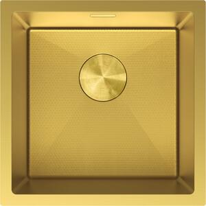 Chiuvetă Mexen Trixo, din oțel inoxidabil cu 1 cuvă, 440 x 440 mm, auriu periat, model fagure, 6413441000-55HC
