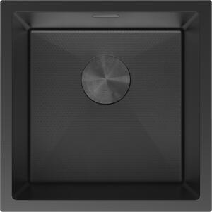 Chiuvetă Mexen Trixo, din oțel inoxidabil cu 1 cuvă, 440 x 440 mm, neagră, model fagure, 6413441000-70HC