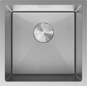 Chiuvetă Mexen Trixo din oțel inoxidabil cu 1 cuvă, 440 x 440 mm, oțel periat, model fagure, 6413441000-01HC