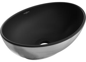 Mexen Elza, chiuveta ceramica blat 405 x 330 mm, model negru mat-argintiu, 21014023