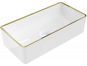 Mexen Nadia, chiuveta blat 46x23x12 cm, margine alb lucios-auriu, 21614605