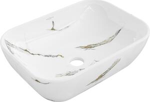 Mexen Rita, chiuveta blat 455x325x135 mm, imitatie piatra alb-alb, 21084581