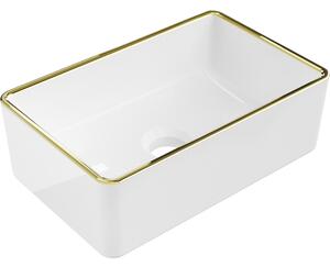 Mexen Nadia, chiuveta blat 365x235x120 mm, margine alb-aurie, 21613605