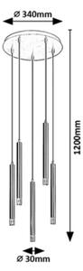Lustră pe cablu Rabalux 72361 RAMIRA 5xG9/5W/230V auriu