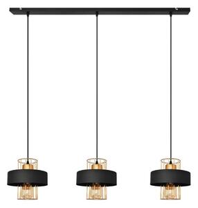 Candelabru suspendat pe cablu VOLTA, 3x E27, 15W, 230V, negru/aur roz