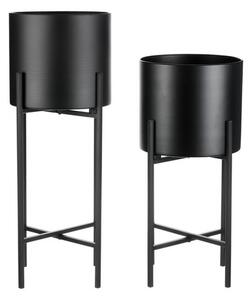 Set suporturi înalte din metal pentru floriInterier, negru, 2 buc