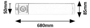 Corp de iluminat LED cu priză pentru corpuri de bucătărie Rabalux 78039 SOFT 2E LED/8W/230V 4000K 68 cm argintiu