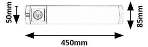 Corp de iluminat LED cu priză pentru corpuri de bucătărie Rabalux 78038 SOFT 2E LED/5W/230V 4000K 45 cm argintiu