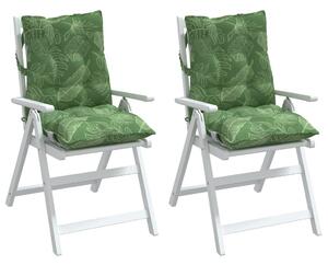 Perne de scaun spătar jos, 2 buc., model frunze, textil oxford