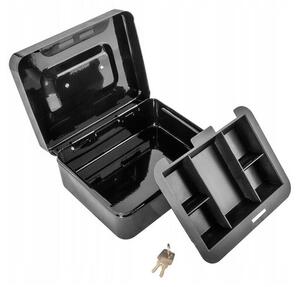 Cutie metalica pentru depozitat bani si documente, 2 chei incluse, 20x16x9cm, negru
