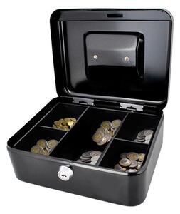 Cutie metalica pentru depozitat bani si documente, 2 chei incluse, 20x16x9cm, negru