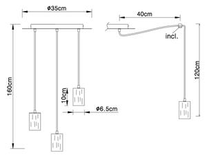 Lustră pe cablu Globo 54032-3H JOSEBA 3xE27/60W/230V