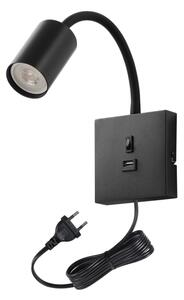 Immax NEO 08295L - Lampă de perete PUNTO cu USB, 1x GU10/9W/230V, neagră