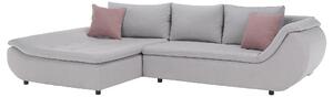 Set canapea, gri deschis / roz pudră, material textil, stânga, BRATO